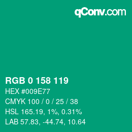 カラーコード: RGB 0 158 119 | qconv.com