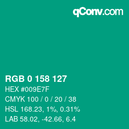 Color code: RGB 0 158 127 | qconv.com