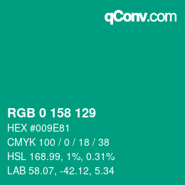 Color code: RGB 0 158 129 | qconv.com