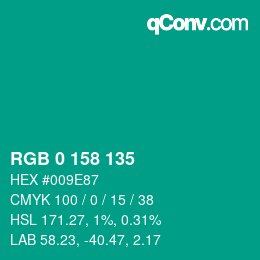 Color code: RGB 0 158 135 | qconv.com