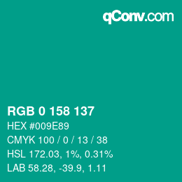 Color code: RGB 0 158 137 | qconv.com