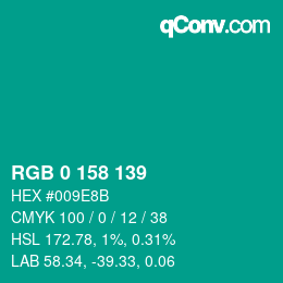 Color code: RGB 0 158 139 | qconv.com