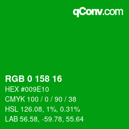 Color code: RGB 0 158 16 | qconv.com