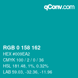 Color code: RGB 0 158 162 | qconv.com