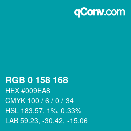 Color code: RGB 0 158 168 | qconv.com