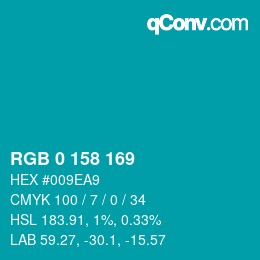 颜色代码: RGB 0 158 169 | qconv.com