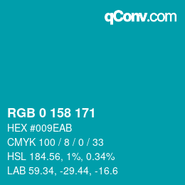 颜色代码: RGB 0 158 171 | qconv.com