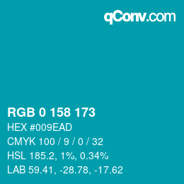 Color code: RGB 0 158 173 | qconv.com