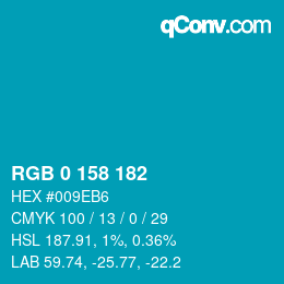 颜色代码: RGB 0 158 182 | qconv.com