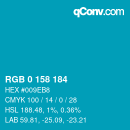 颜色代码: RGB 0 158 184 | qconv.com