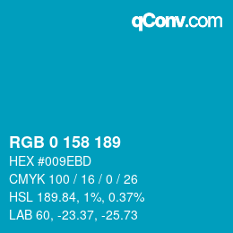 颜色代码: RGB 0 158 189 | qconv.com