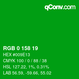 Color code: RGB 0 158 19 | qconv.com