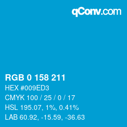 カラーコード: RGB 0 158 211 | qconv.com