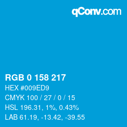 Color code: RGB 0 158 217 | qconv.com
