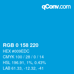 Color code: RGB 0 158 220 | qconv.com