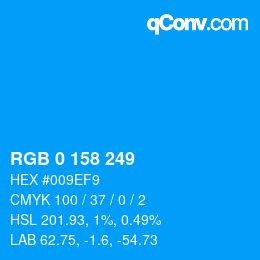 颜色代码: RGB 0 158 249 | qconv.com