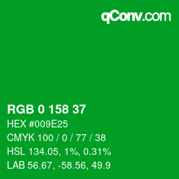 Color code: RGB 0 158 37 | qconv.com