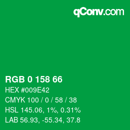 Color code: RGB 0 158 66 | qconv.com