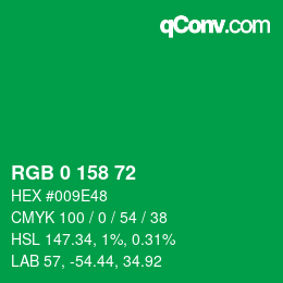 Color code: RGB 0 158 72 | qconv.com