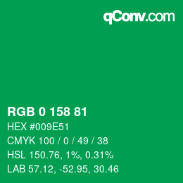 Color code: RGB 0 158 81 | qconv.com