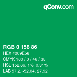 Color code: RGB 0 158 86 | qconv.com