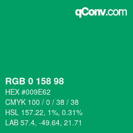 颜色代码: RGB 0 158 98 | qconv.com