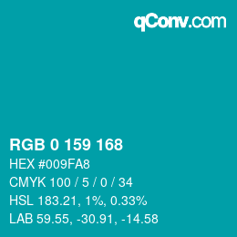 Color code: RGB 0 159 168 | qconv.com