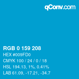 Color code: RGB 0 159 208 | qconv.com