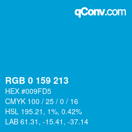 Color code: RGB 0 159 213 | qconv.com