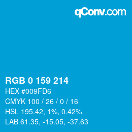 Color code: RGB 0 159 214 | qconv.com