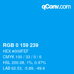 Color code: RGB 0 159 239 | qconv.com