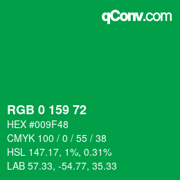 Color code: RGB 0 159 72 | qconv.com