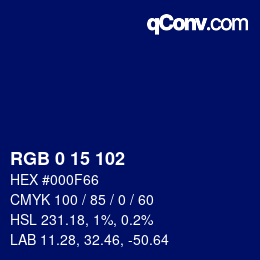 Code couleur: RGB 0 15 102 | qconv.com