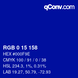 Color code: RGB 0 15 158 | qconv.com
