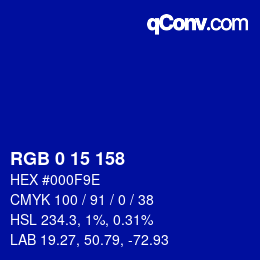 Color code: RGB 0 15 158 | qconv.com