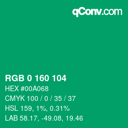Color code: RGB 0 160 104 | qconv.com