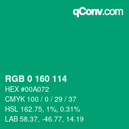 Código de color: RGB 0 160 114 | qconv.com