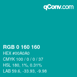 颜色代码: RGB 0 160 160 | qconv.com