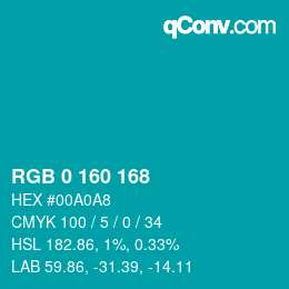 Color code: RGB 0 160 168 | qconv.com