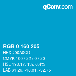 カラーコード: RGB 0 160 205 | qconv.com