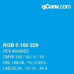 Color code: RGB 0 160 229 | qconv.com