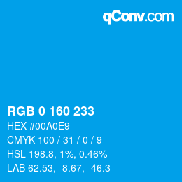 Color code: RGB 0 160 233 | qconv.com