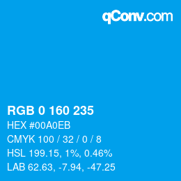 Color code: RGB 0 160 235 | qconv.com