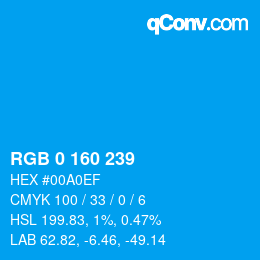 カラーコード: RGB 0 160 239 | qconv.com