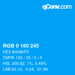 Color code: RGB 0 160 245 | qconv.com
