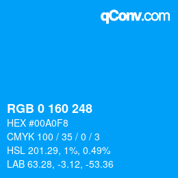 カラーコード: RGB 0 160 248 | qconv.com