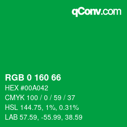 カラーコード: RGB 0 160 66 | qconv.com
