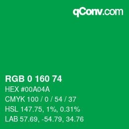 Color code: RGB 0 160 74 | qconv.com