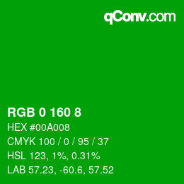 Farbcode: RGB 0 160 8 | qconv.com