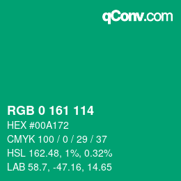 Color code: RGB 0 161 114 | qconv.com